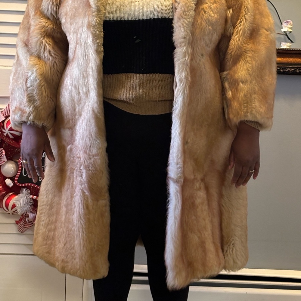 Luxurious Tan Faux Fur Coat